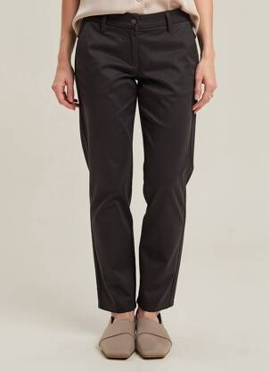 Pantalon chino țesătură poplin mărime normală negru PLEASE femeie