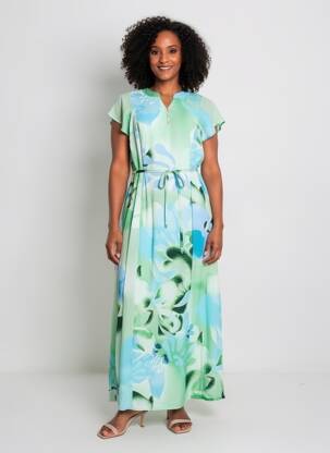 Rochie lungă mâneci scurte mâneci scurte verde AGATHE & LOUISE femeie
