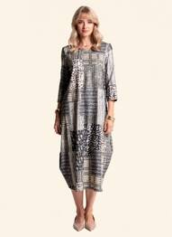 Rochie midi mâneci 3/4 mâneci 3/4 gri FIFILLES femeie