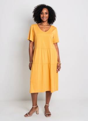 Rochie midi mâneci scurte mâneci scurte galben BETTY BARCLAY femeie