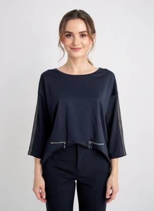 Top țesătură crep mâneci 3/4 albastru BETTY BARCLAY femeie