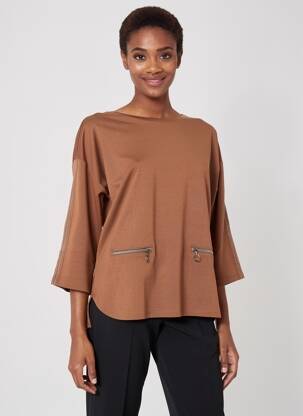 Top elasticitate mâneci 3/4 maro BETTY BARCLAY femeie