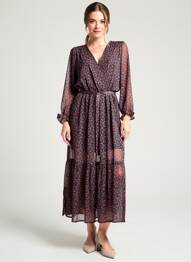 Rochie lungă mâneci lungi mâneci lungi negru LILI & LALA femeie