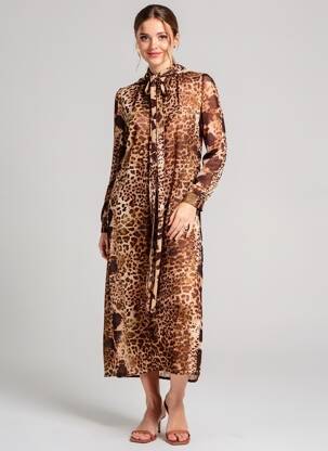 Rochie lungă mâneci lungi mâneci lungi maro BANDITAS FROM MARSEILLE femeie