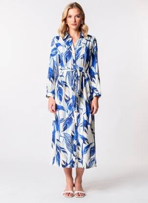 Rochie lungă mâneci lungi mâneci lungi albastru AKOZ DE TOI femeie