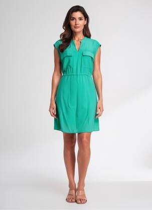 Rochie scurtă fără mâneci fără mâneci verde C'EST BEAU LA VIE femeie