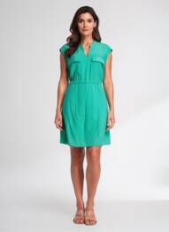 Rochie scurtă fără mâneci fără mâneci verde C'EST BEAU LA VIE femeie