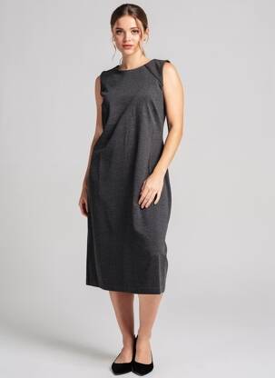Rochie midi fără mâneci fără mâneci gri BROOKS BROTHERS femeie