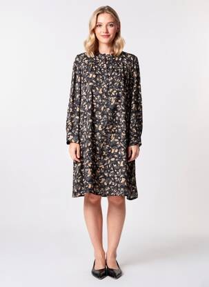 Rochie midi imprimeu fantezie mâneci lungi negru LE COMPTOIR DES QUARTIERS femeie