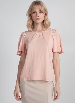 Top mâneci scurte mâneci scurte roz RALPH LAUREN femeie