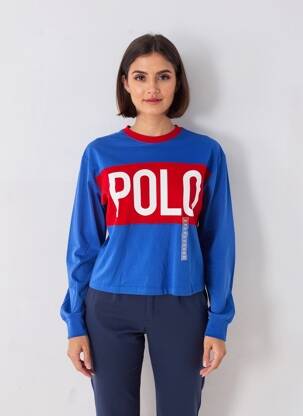 Top mâneci lungi mâneci lungi albastru RALPH LAUREN femeie