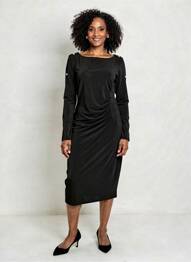 Rochie midi mâneci lungi mâneci lungi negru JOSEPH RIBKOFF femeie