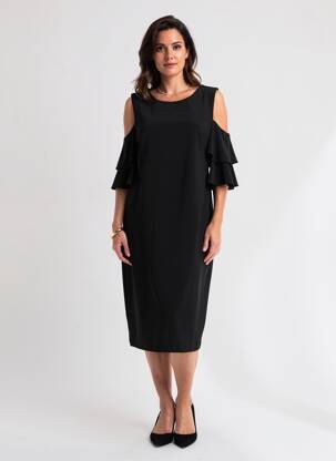 Rochie midi țesătură crep mâneci scurte negru JOSEPH RIBKOFF femeie