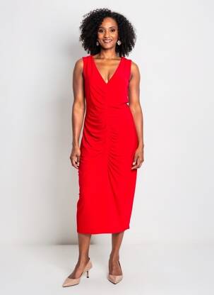 Rochie midi fără mâneci fără mâneci roșu JOSEPH RIBKOFF femeie
