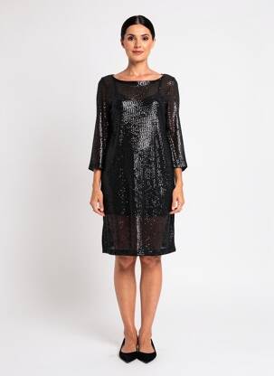 Rochie scurtă croială fluidă mâneci lungi negru JOSEPH RIBKOFF femeie