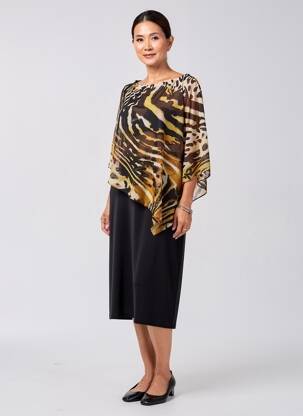 Rochie midi țesătură crep mâneci scurte negru JOSEPH RIBKOFF femeie