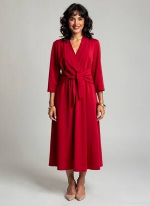 Rochie midi mâneci 3/4 mâneci 3/4 roșu JOSEPH RIBKOFF femeie