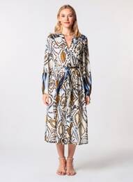 Rochie midi mâneci lungi mâneci lungi maro CATNOIR femeie