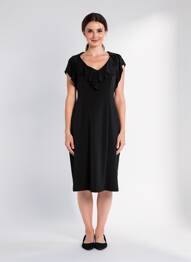 Rochie midi închidere cu fermoar la spate mâneci scurte negru JOSEPH RIBKOFF femeie