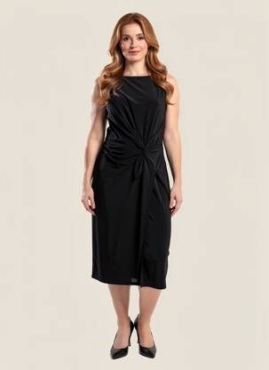 Rochie midi fără mâneci fără mâneci negru JOSEPH RIBKOFF femeie