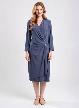Rochie midi mâneci 3/4 mâneci 3/4 gri JOSEPH RIBKOFF femeie
