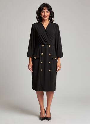 Rochie midi mâneci 3/4 mâneci 3/4 negru JOSEPH RIBKOFF femeie