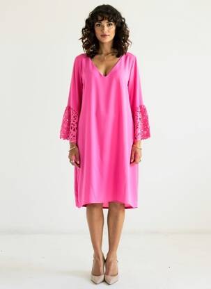 Rochie midi croială fluidă mâneci 3/4 roz JOSEPH RIBKOFF femeie