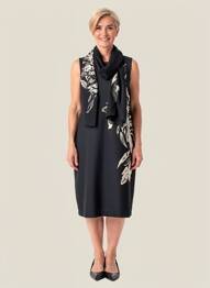 Rochie midi imprimeu floral fără mâneci negru ELENA MIRO femeie
