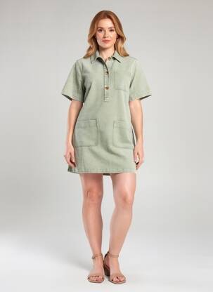 Rochie scurtă mâneci scurte mâneci scurte gri FEELKOO femeie