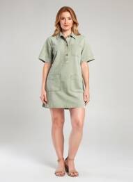 Rochie scurtă mâneci scurte mâneci scurte gri FEELKOO femeie