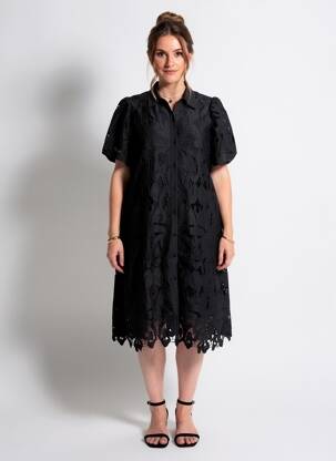 Rochie midi mâneci scurte mâneci scurte negru SENES femeie