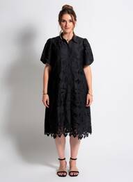 Rochie midi mâneci scurte mâneci scurte negru SENES femeie