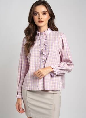 Cămașă croială cambrată mâneci lungi violet KILKY femeie