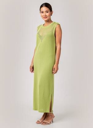 Rochie lungă fără mâneci fără mâneci verde B.YU femeie