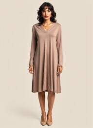 Rochie midi mâneci lungi mâneci lungi maro GUITARE femeie