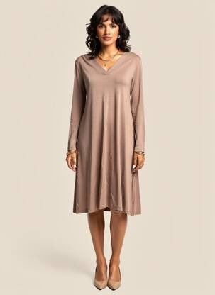 Rochie midi mâneci lungi mâneci lungi maro GUITARE femeie