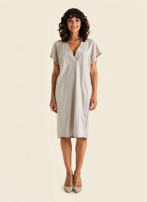Rochie midi mâneci scurte mâneci scurte gri RAFFAELLO ROSSI femeie