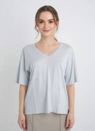 Tricou guler în v mâneci scurte gri JUVIA femeie