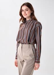 Cămașă croială dreaptă mâneci lungi maro SEE U SOON femeie