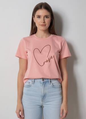 Tricou elasticitate mâneci scurte roz GRACE & MILA femeie