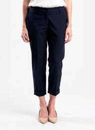 Pantalon 7/8 închidere cu fermoar sub clapetă cu nasturi albastru PAKO LITTO femeie