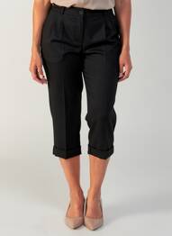 Pantalon 7/8 închidere cu fermoar sub clapetă cu nasturi negru PAKO LITTO femeie