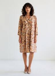 Rochie scurtă croială evazată mâneci lungi maro PAKO LITTO femeie