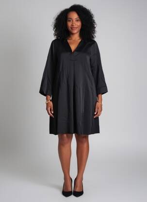 Rochie scurtă croială evazată mâneci lungi negru PAKO LITTO femeie