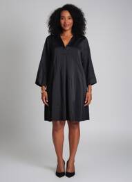 Rochie scurtă croială evazată mâneci lungi negru PAKO LITTO femeie
