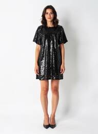 Rochie scurtă mâneci scurte mâneci scurte negru EXQUISS'S femeie