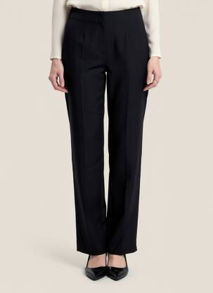 Pantalon drept elasticitate mărime normală negru FORTE-FORTE femeie