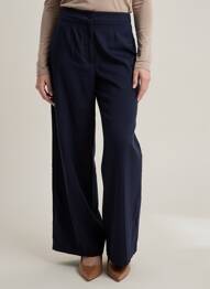 Pantalon larg țesătură poplin mărime normală albastru POMANDERE femeie