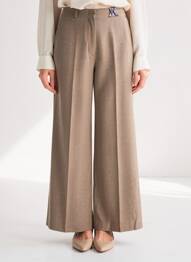 Pantalon larg închidere cu fermoar sub clapetă cu cârlig mărime normală maro MALIPARMI femeie