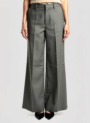 Pantalon larg închidere cu fermoar sub clapetă cu cârlig mărime normală verde FORTE-FORTE femeie